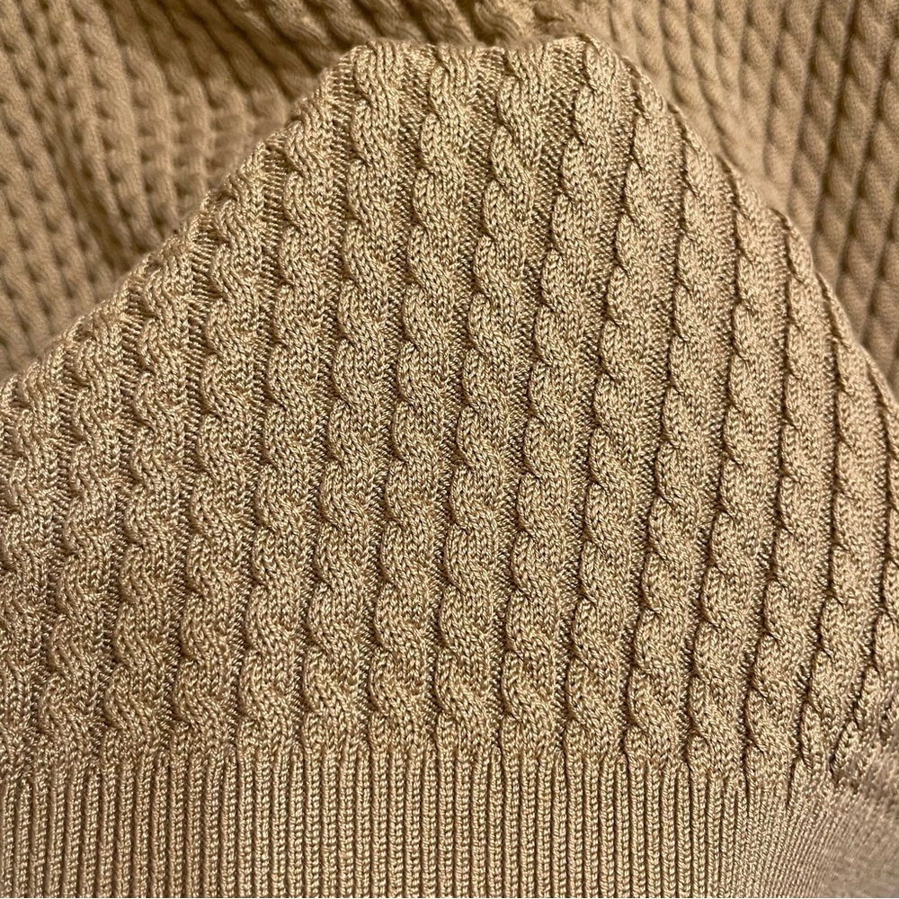 Barry Bricken Vintage Camel Cable Knit Turtle Neck Silk Size Medium - Picture 7 of 8